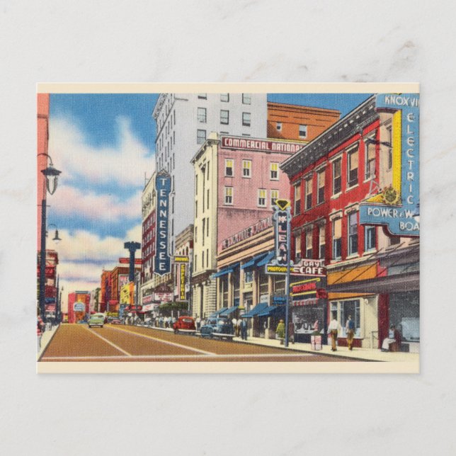 Carte Postale Rue, Vue Nord, Knoxville, Tennessee (Devant)