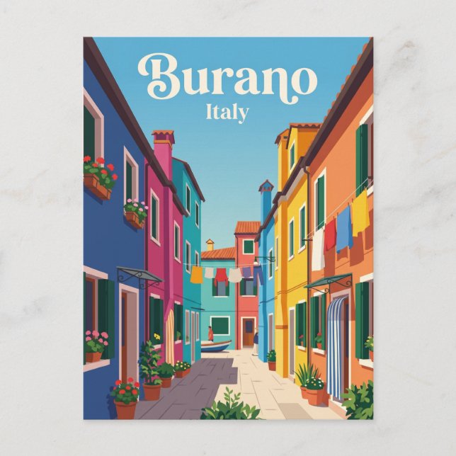 Carte Postale Ruelle à Burano Italie (Devant)
