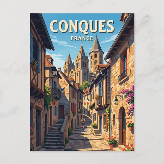 Carte Postale Ruelle à Conques France (Devant)