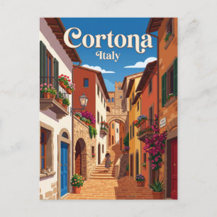 Carte Postale Ruelle à Cortone en Italie