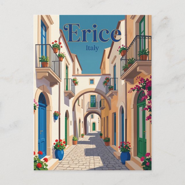 Carte Postale Ruelle à Erice Italie (Devant)