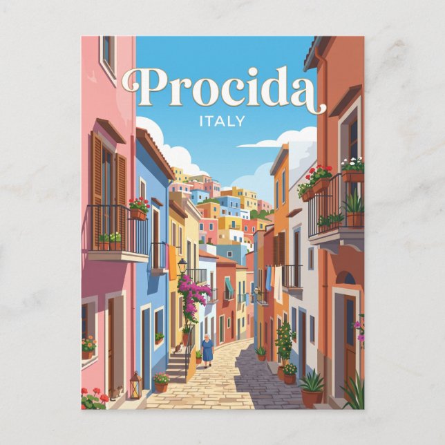 Carte Postale Ruelle à Procida en Italie (Devant)