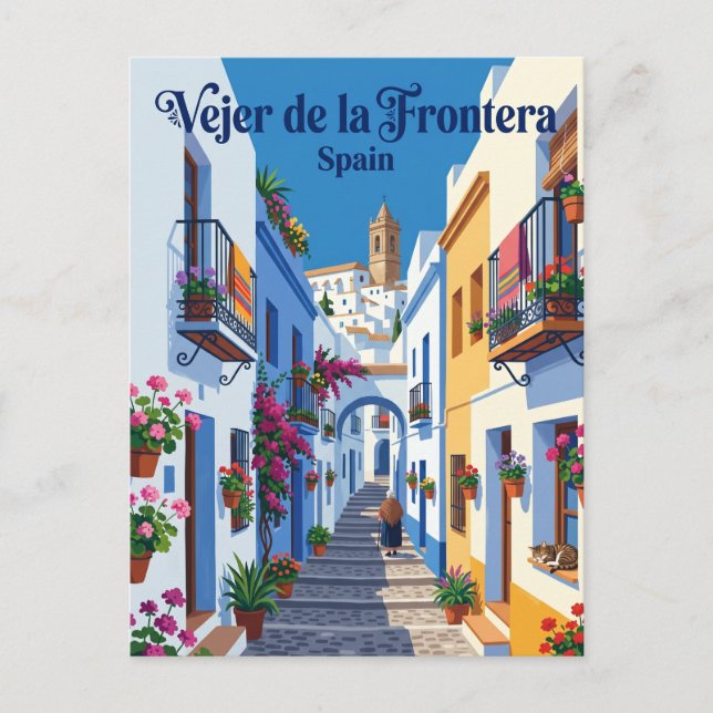 Carte Postale Ruelle à Vejer de la Frontera Espagne (Devant)