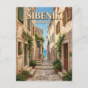 Carte Postale ruelle de la vieille ville de Šibenik Croatie
