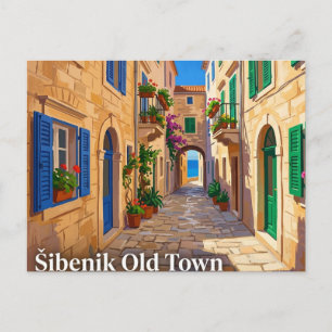 Carte Postale ruelle de la vieille ville de Šibenik Croatie