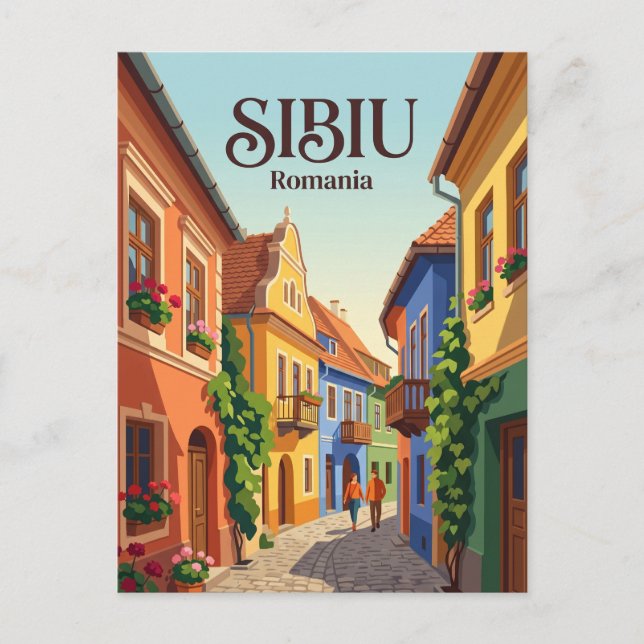 Carte Postale ruelle de Sibiu Roumanie (Devant)