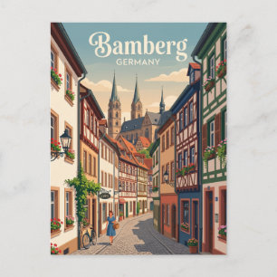 Carte Postale Ruelle du centre historique de Bamberg Allemagne