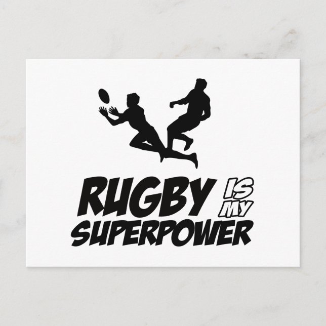 Carte Postale Rugby ma super puissance (Devant)