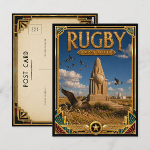 Carte Postale Rugby North Dakota Art Déco Vintage Âge d'Or
