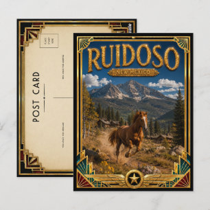 Carte Postale Ruidoso Nouveau-Mexique Art Déco Vintage Âge d'Or