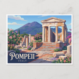 Carte Postale Ruines du temple de Pompéi et mont Vésuve Italie