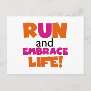 Carte Postale Run and Embrassez Life Orange Pink