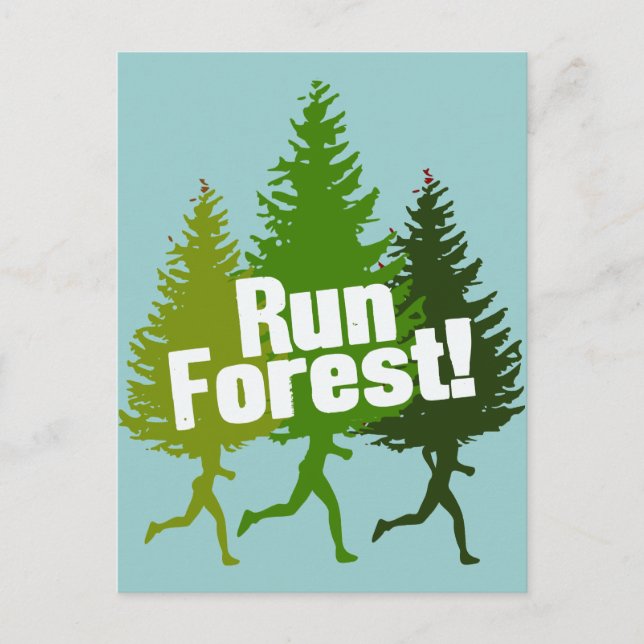Carte Postale Run Forest, Protégez le Jour des terres (Devant)