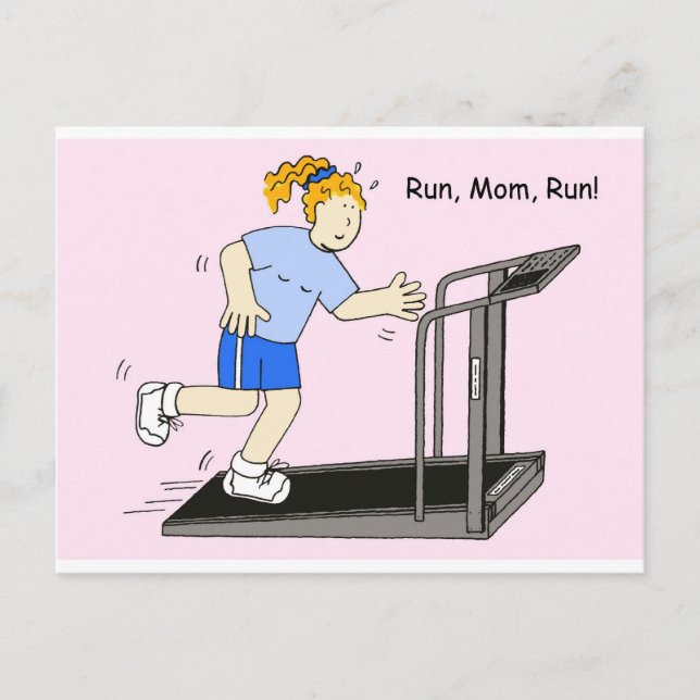 Carte Postale Run Maman Run Lady on Treadmill (Devant)