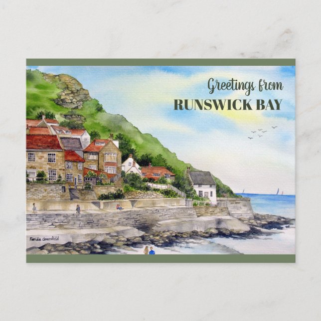 Carte Postale RunBrunswick Bay Yorkshire Angleterre aquarelle pe (Devant)