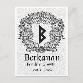 Carte Postale Rune Berkanan / Fertilité / Version Blanche
