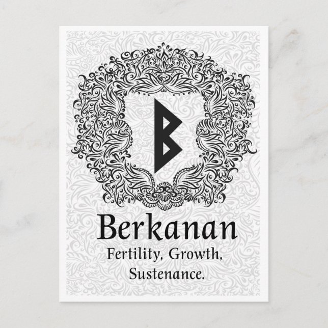 Carte Postale Rune Berkanan / Fertilité / Version Blanche (Devant)