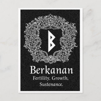 Carte Postale Rune Berkanan /Fertilité / Version noire