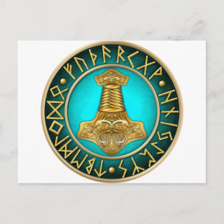 Carte Postale Runes - Thors Hammer - Turquoise
