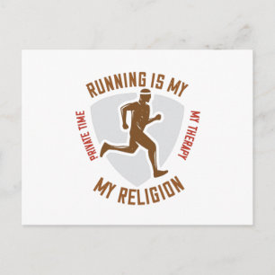 Carte Postale Running -Running est la thérapie et la religion