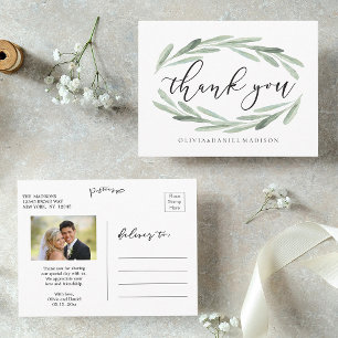 Carte Postale Russe Aquarelle Mariage Merci photo