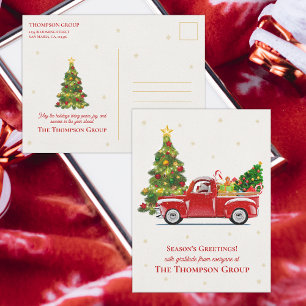 Carte Postale Russe Camion Rouge Arbre de Noël Entreprise Fête