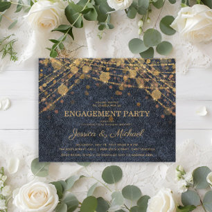 Carte Postale Russe Glam Gold String Lights Partie d'engagement