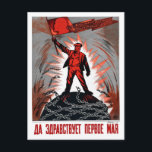 Carte Postale Russe vintage 1er mai socialiste Lénine lié<br><div class="desc">1929 affiche antique du parti communiste de l'Union soviétique. Retouché : couleurs restaurées à l'original, bordure blanche et partie arrière - plan nettoyées et restaurées, lettres rouges nettoyées et restaurées. Le slogan rouge ci-dessous se traduit par : Long live May 1. Description : un ouvrier s'est libéré des chaînes et...</div>