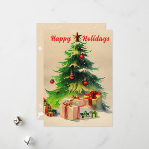 Carte postale Russe Watercolor Christmas Tree Phot