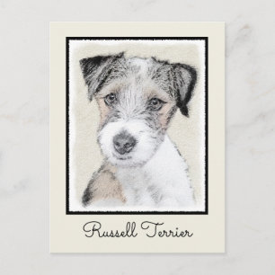 Carte Postale Russell Terrier Peinture rugueuse - Art Chien orig