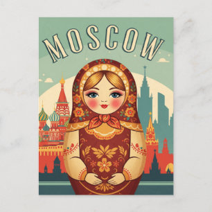 Carte Postale Russie Moscou Matroyshka Poupée Voyage