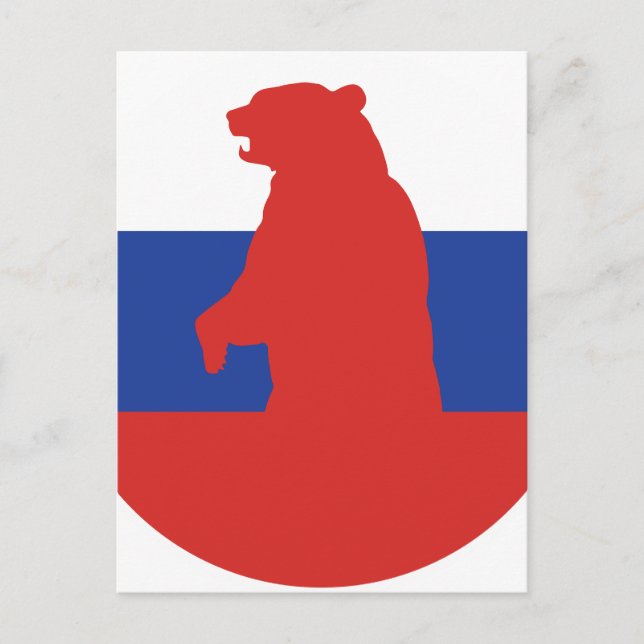 Carte Postale Russie Ours drapeau animal national russe (Devant)