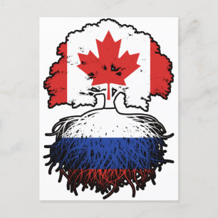 Carte Postale Russie Russie Canada drapeau des racines de l'arbr