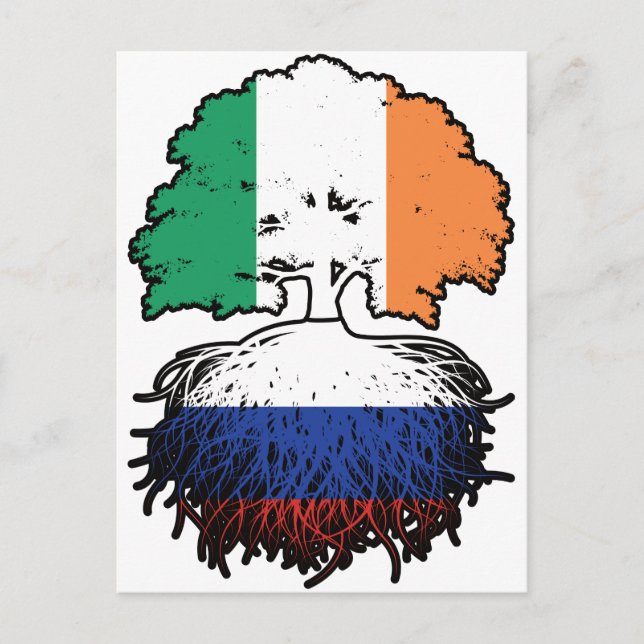 Carte Postale Russie Russie Irlande drapeau des racines d'arbre (Devant)