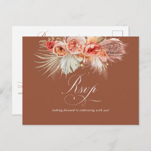 Carte Postale Rust Terracotta Floral Pampas Mariage Grass RSVP P