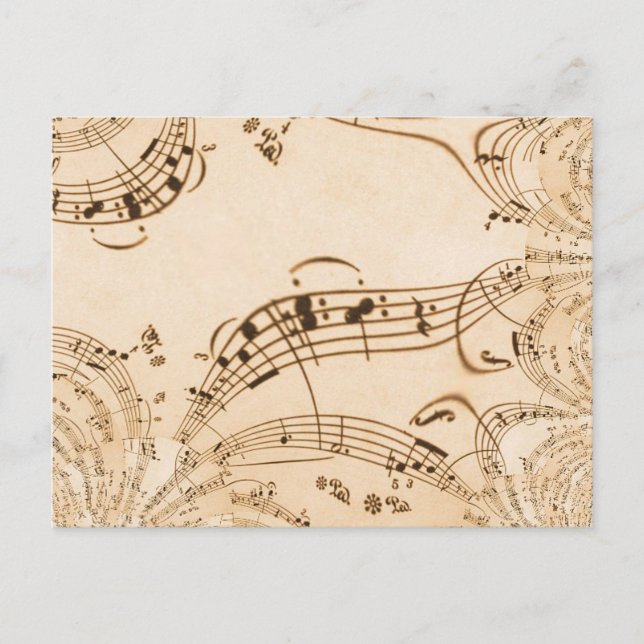 Carte Postale Rustic Antique Musical Notes (Devant)