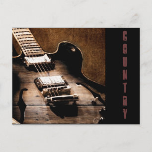 Carte Postale Rustic Barn Wood Western Country Music Guitare