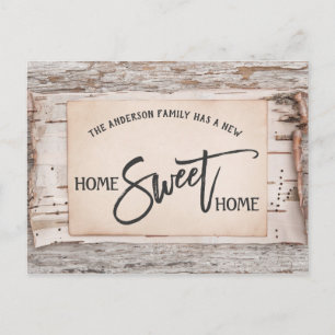 Carte Postale Rustic Birch Home Sweet Home Moving Faire-part
