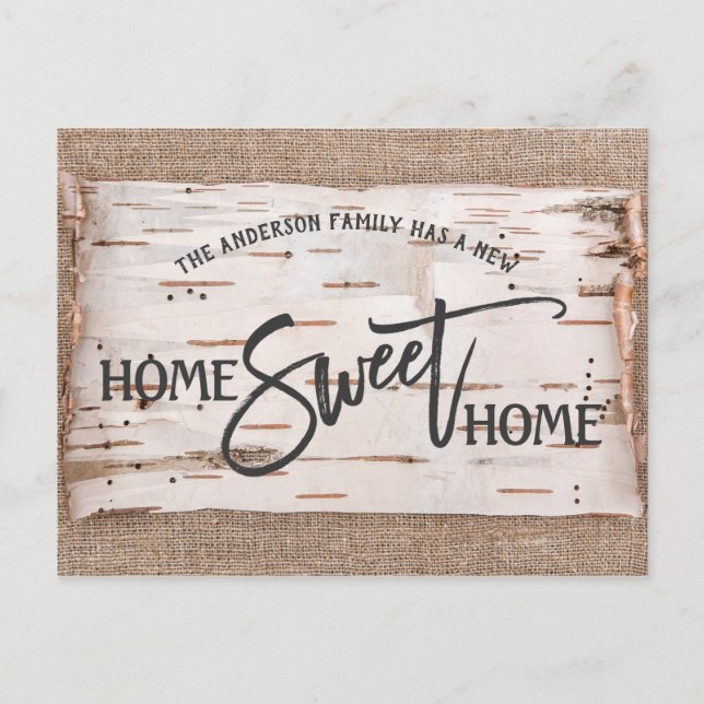 Carte Postale Rustic Birch Home Sweet Home Moving Faire-part (Devant)