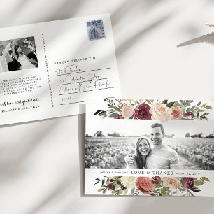 Carte Postale Rustic Bloom   Remerciements de photos de mariage
