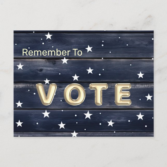 Carte Postale Rustic Blue Wood Stars Vote (Devant)