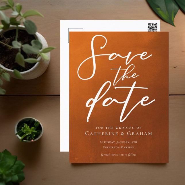 Carte Postale Rustic Burnt Orange Typographie automne Enregistre (Créateur téléchargé)