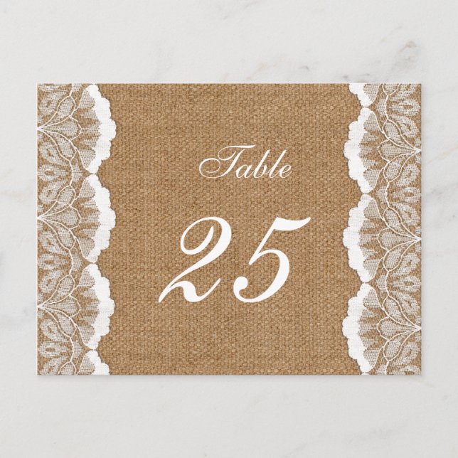 Carte Postale Rustic Chic burlap et dentelle mariage campagnard (Devant)