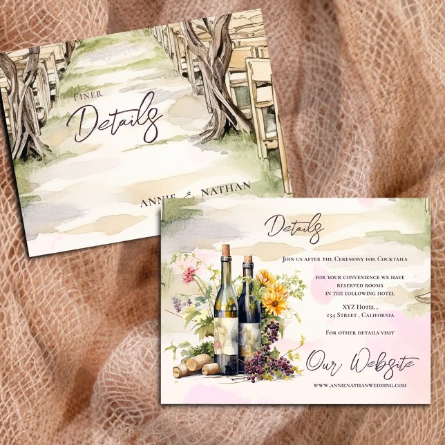 Carte Postale Rustic Chic Grapevine Vineyard Détails du Mariage (Rustic Chic Grapevine Vineyard Wedding Details Enclosure Postcard)
