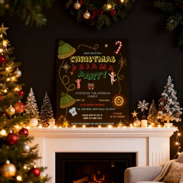 Carte Postale Rustic Christmas Pajama Gathering | Cabin Family (Créateur téléchargé)