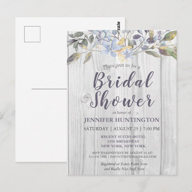 Carte Postale Rustic Country Floral Barnwood Bridal Shower (Devant / Derrière)