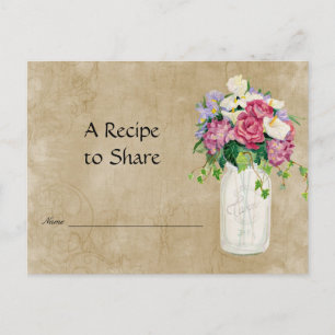 Carte Postale Rustic Country Mason Jar Bouquet Bridal Recette