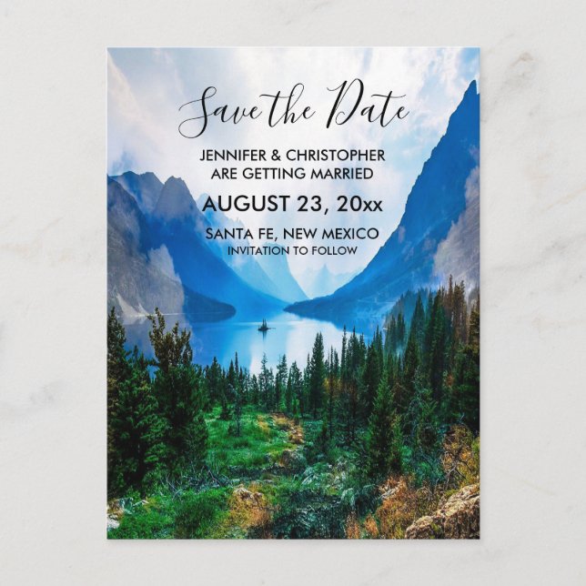 Carte Postale Rustic Country Mountains Nature Sauvez la date (Devant)