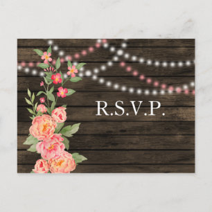 Carte Postale Rustic Country Peony Grange Mariage bois