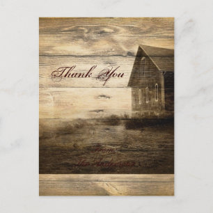 Carte Postale Rustic Country Wood Grange Mariage merci